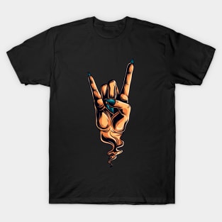 The devils horns hand gesture ~ rock on T-Shirt